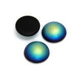 Glass Medium Dome Coated Cabochon - Round 15MM MATTE JET AB