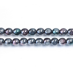 Czech Glass Pearl 3 Cut Window Bead - 06MM BLACK TAHITI PEARL