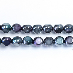 Czech Glass Pearl 3 Cut Window Bead - 08MM BLACK TAHITI PEARL