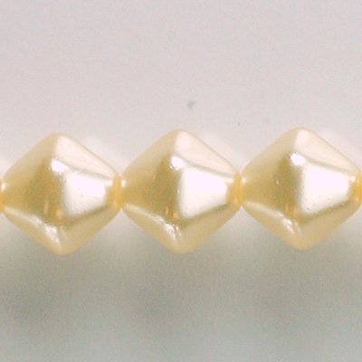 Czech Glass Pearl Bead - Hex/Lantern 12MM CREME 70414