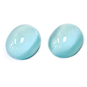 Glass Medium Dome Lampwork Cabochon - Oval 12x10MM GREEN  MOONSTONE