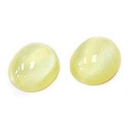 Glass Medium Dome Lampwork Cabochon - Oval 12x10MM YELLOW  MOONSTONE