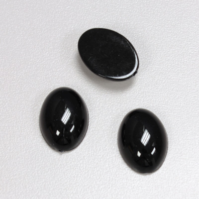 Plastic Flat Back Opaque Cabochon - Oval 18x13MM JET