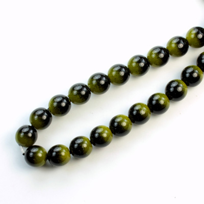 Czech Pressed Glass Bead - Smooth 2-Color Round 06MM COATED BLACK-DK YELLOW