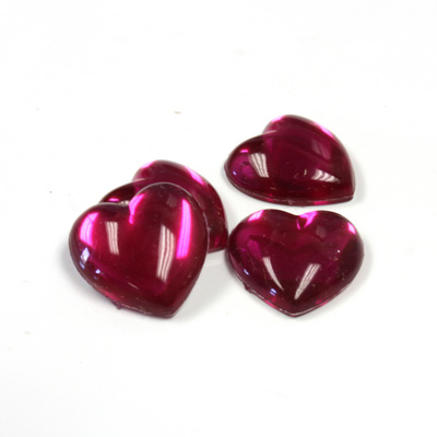 Plastic Flat Back Foiled Cabochon - Heart 15.5MM FUCHSIA