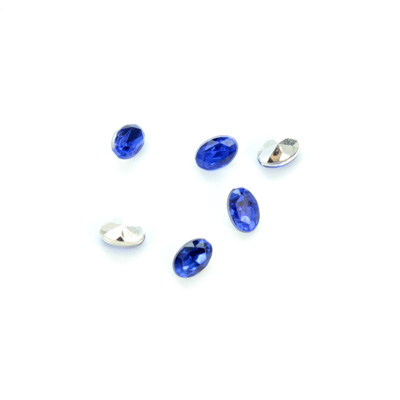 Plastic Point Back Foiled Stone - Oval 06x4MM SAPPHIRE