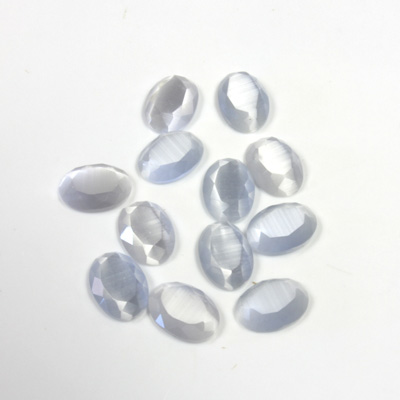 Fiber-Optic Flat Back Stone with Faceted Top and Table - Oval 07x5MM CAT'S EYE LT GREY