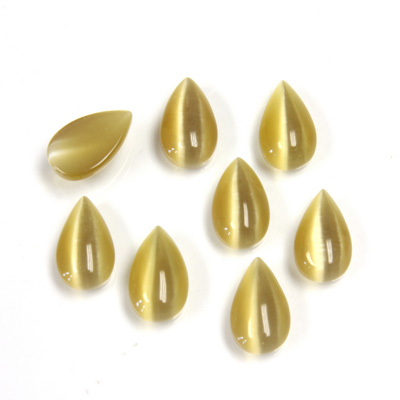 Fiber-Optic Cabochon - Pear 10x6MM CAT'S EYE LT BROWN