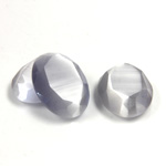Fiber-Optic Flat Back Stone with Faceted Top and Table - Oval 18x13MM CAT'S EYE LT GREY