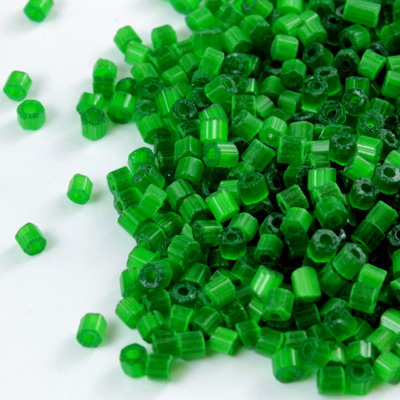 Czech Glass Seed Bead - 2 Cut Hex 10/0 SATIN GREEN 55041