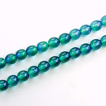 Czech Pressed Glass Bead - Smooth 2-Tone Round 06MM COATED BLUE-GREEN 69004