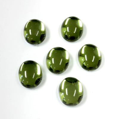 Plastic Flat Back Foiled Cabochon - Oval 10x8MM OLIVINE