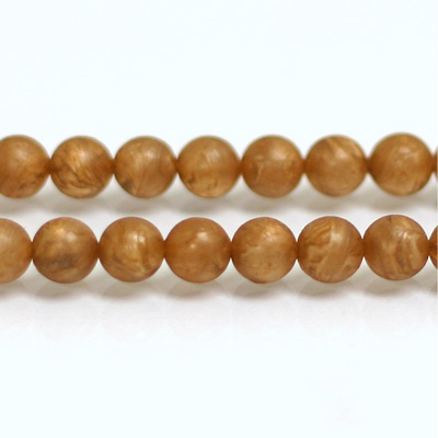 Plastic Bead - Linen Quartz Color Smooth Round 08MM MATTE BROWN