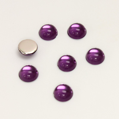 Plastic Flat Back Foiled Cabochon - Round 07MM AMETHYST