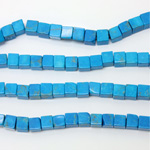 Gemstone Bead - Cube Smooth 06x6MM HOWLITE DYED TURQUOISE