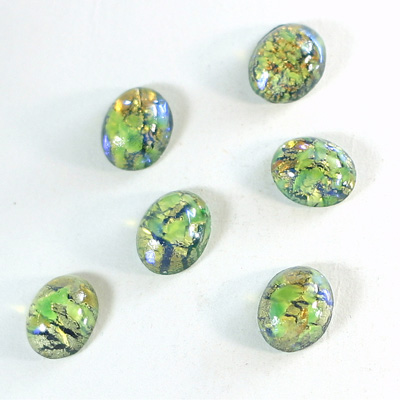Glass Medium Dome Lampwork Cabochon - Oval 10x8MM COLOR OPAL LIGHT GREEN (0625)