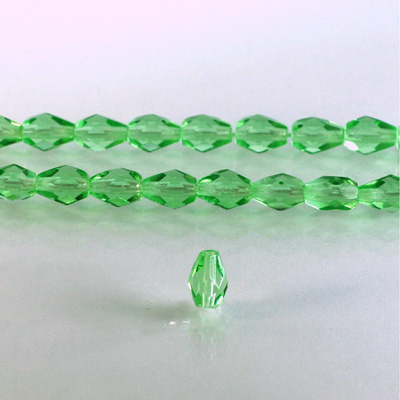 Czech Glass Fire Polish Bead - Pear 07x5MM PERIDOT