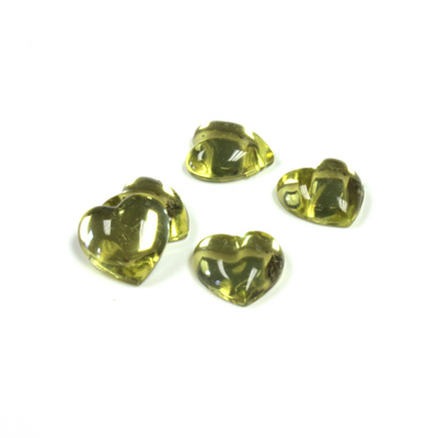 Plastic Flat Back Foiled Cabochon - Heart 11x10MM JONQUIL