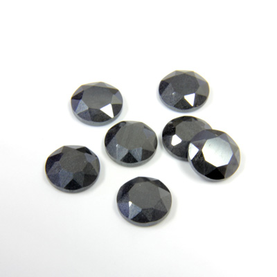 Gemstone Flat Back Stone with Faceted Top and Table - Round 07MM HEMATITE