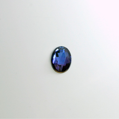 Glass Flat Back Foiled Rauten Rose - Oval 08x6MM BERMUDA BLUE Coated