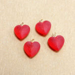 Plastic Pendant - Puff Heart with Brass Loop 09MM MATTE RUBY