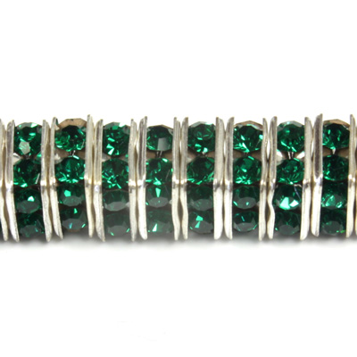 Czech Rhinestone Rondelle - Square 08MM EMERALD-SILVER