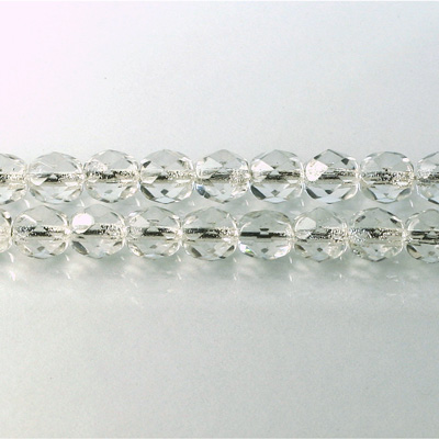 Czech Glass Fire Polish Bead - Round 06MM CRYSTAL SILVER LINE