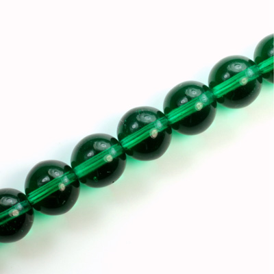 Czech Pressed Glass Bead - Smooth Round 10MM EMERALD