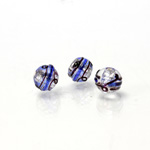 Czech Glass Lampwork Bead - Round 8MM ART DECO SAPPHIRE with SILVER FOIL