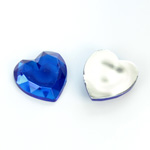 Plastic Flat Back Foiled Rose Cut Rhinestone - Heart 18.5MM SAPPHIRE