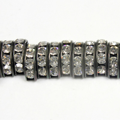 Czech Rhinestone Rondelle - Half Moon 13X6MM CRYSTAL-BLACK