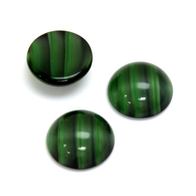 Glass Medium Dome Cabochon - Round 15MM TIGEREYE GREEN