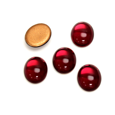 Glass Medium Dome Foiled Cabochon - Oval 12x10MM FUCHSIA