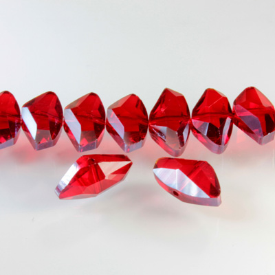 Chinese Cut Crystal Bead - Fancy 19x10MM RED LUSTER