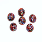 Glass Medium Dome Lampwork Cabochon - Oval 10x8MM MOSAIC RED (04612)