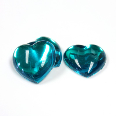 Plastic Flat Back Foiled Cabochon - Heart 18.5MM EMERALD