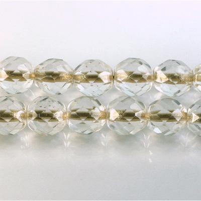 Czech Glass Fire Polish Bead - Round 10MM CRYSTAL BRONZE LINE