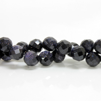 Man-made Bead - Faceted Round 10MM BLUE GOLDSTONE