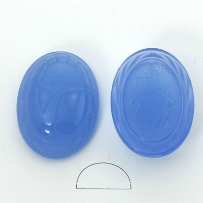 German Plastic Flat Back Scarab - Oval 25x18MM CALCEDON