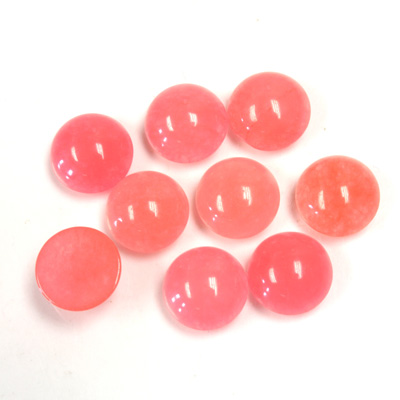 Gemstone Flat Back Cabochon - Round 09MM QUARTZ DYED #98 SALMON