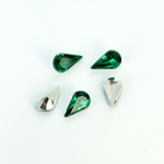 Plastic Point Back Foiled Stone - Pear 10x6MM EMERALD