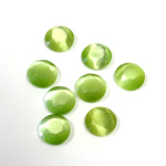 Fiber-Optic Flat Back Stone with Faceted Top and Table - Round 07MM CAT'S EYE LT GREEN