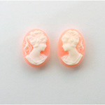 Plastic Cameo - Woman with Ponytail Oval 14x10MM WHITE ON ANGELSKIN