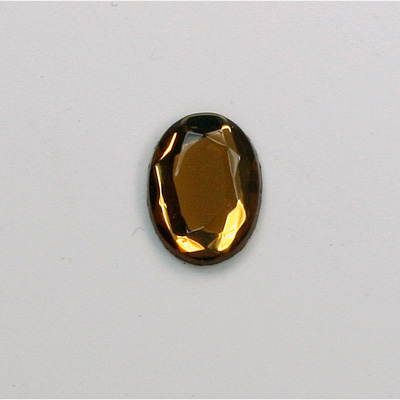 Glass Flat Back Rose Cut Faceted Foiled Stone - Oval 14x10MM SMOKE TOPAZ