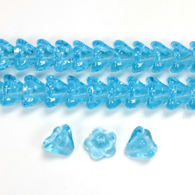 Czech Pressed Glass Bead - Tulip 06x8MM AQUA