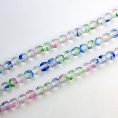 Czech Pressed Glass Bead - Smooth Round 04MM STRIPED CRYSTAL