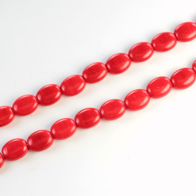 Czech Pressed Glass Bead - Flat Oval 08x6MM RED