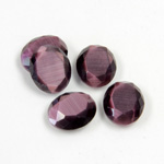Fiber-Optic Flat Back Stone with Faceted Top and Table - Oval 12x10MM CAT'S EYE PURPLE