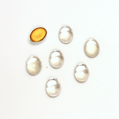 Glass Medium Dome Foiled Cabochon - Oval 08x6MM CRYSTAL