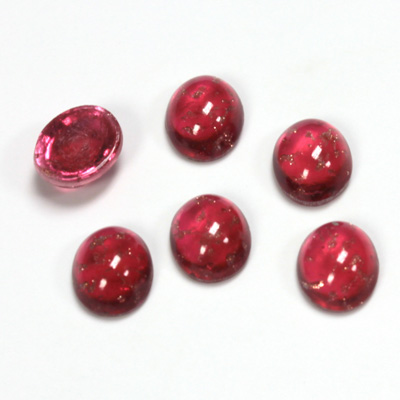 Glass Medium Dome Lampwork Cabochon - Oval 10x8MM GOLD FLECK RUBY (05052)